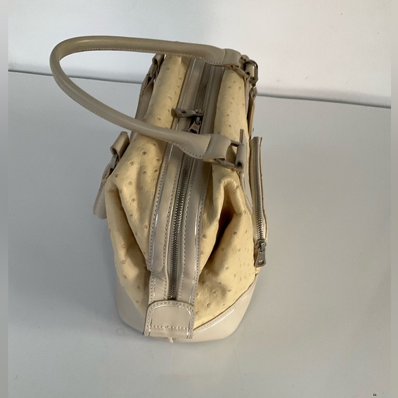 Longchamp Natural Tan Ostrich Leather Legend Bag Purse Satchel - Picture 5 of 15